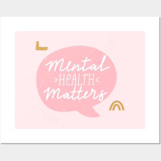 Mental health matters inspirational lettering phrase. Psychology quote. Posters and Art